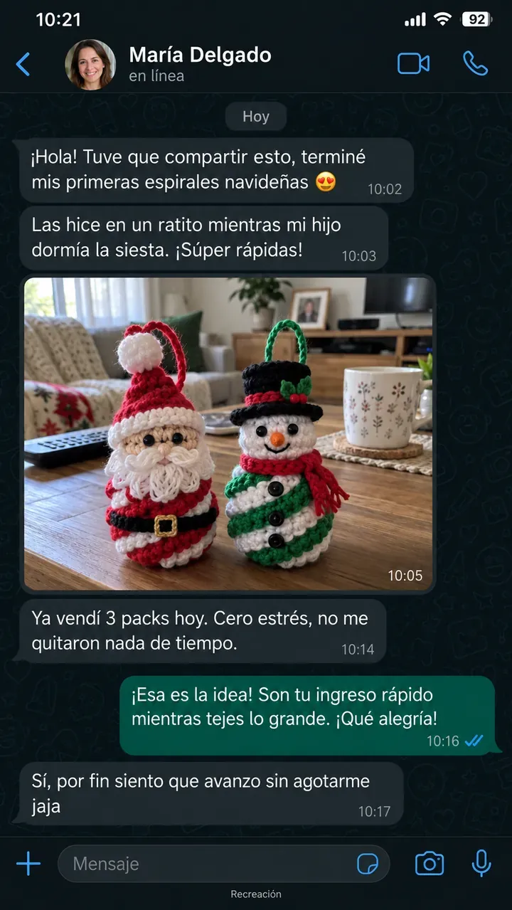 Recreación de un mensaje de WhatsApp de una tejedora (1 de 8)
