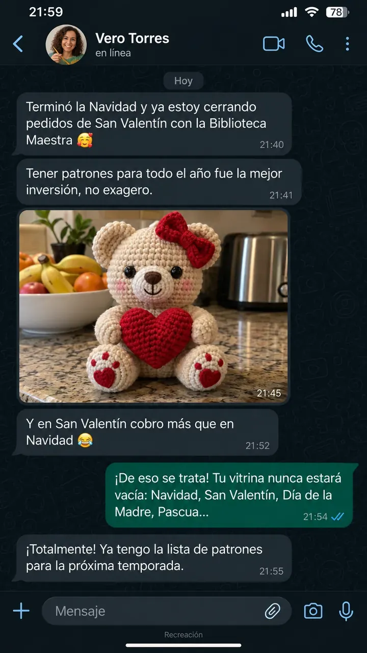 Recreación de un mensaje de WhatsApp de una tejedora (2 de 8)