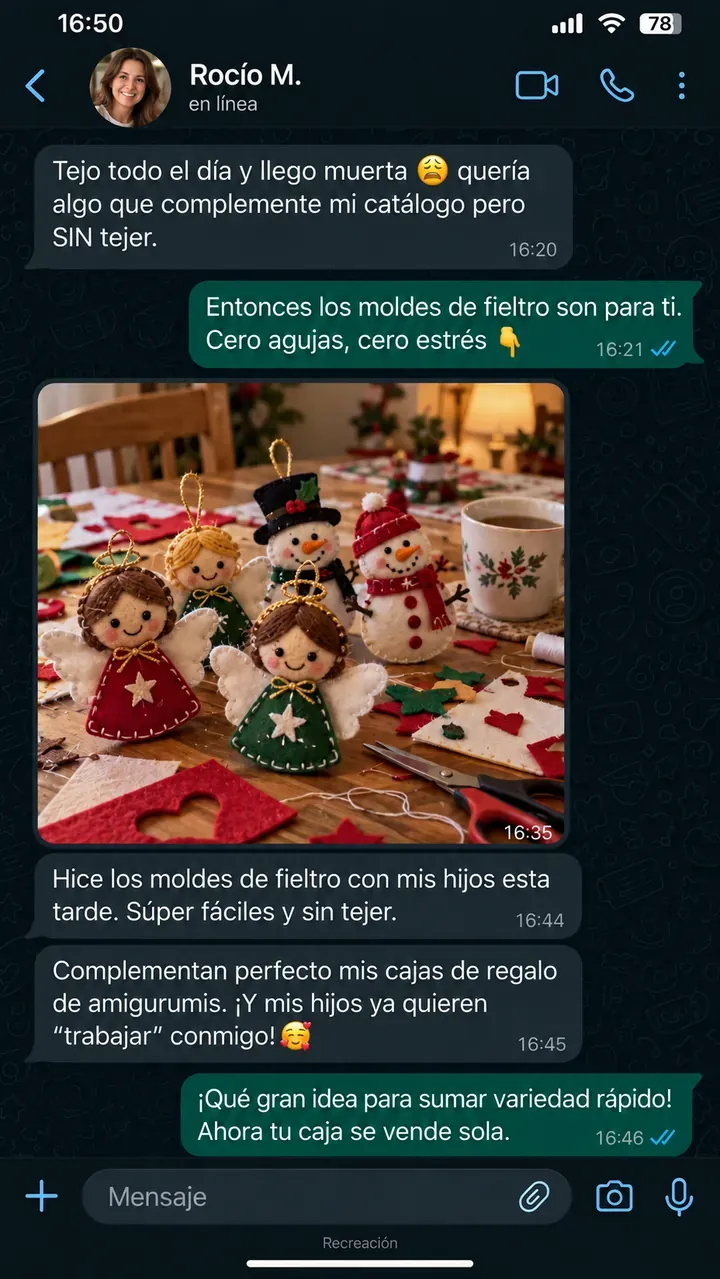Recreación de un mensaje de WhatsApp de una tejedora (4 de 8)