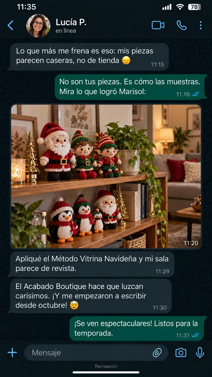 Recreación de un mensaje de WhatsApp de una tejedora (5 de 8)