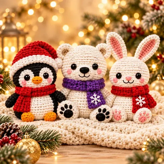 Pingüino, oso polar y conejita